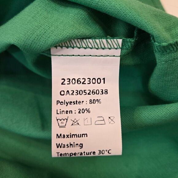 Commense Short Sleeve Linen Blend Tie-Waist Wrap Top Size Small Kelly Green NWT - Picture 7 of 7